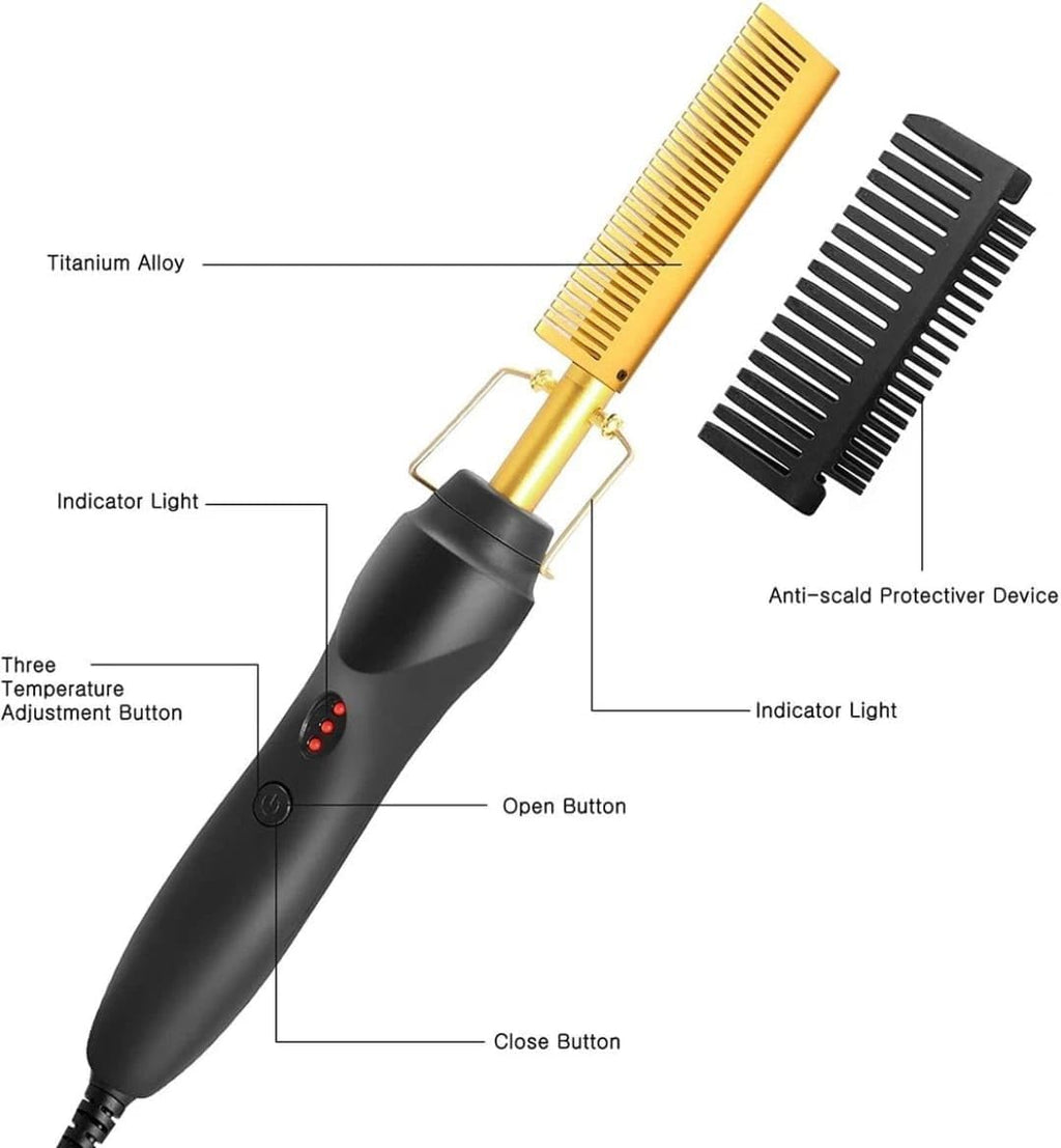 Professional Hot Comb Black & Gold